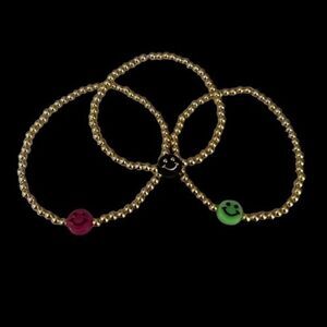 Happy Bracelets Set of Three gold beads .. pick your colors and lmk in comments